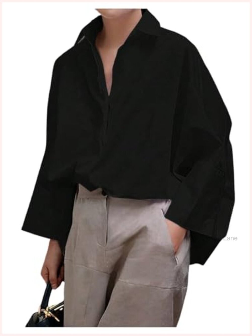 Women's Oversized Button Up Long Sleeve Blouse with Bell Sleeves